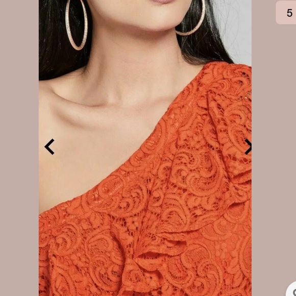 New Guess Marciano Amorella One Shoulder Macrame Lace Ruffle Top Blouse M - Picture 2 of 5